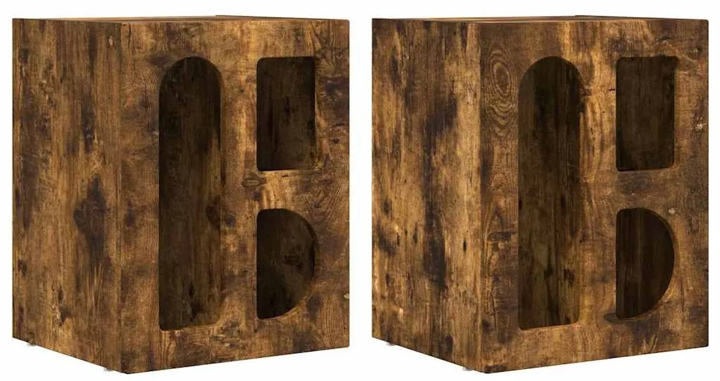 Éjjeli asztal 2 pcs Füstölt tölgy 40 x 35 x 50 cm Faanyag