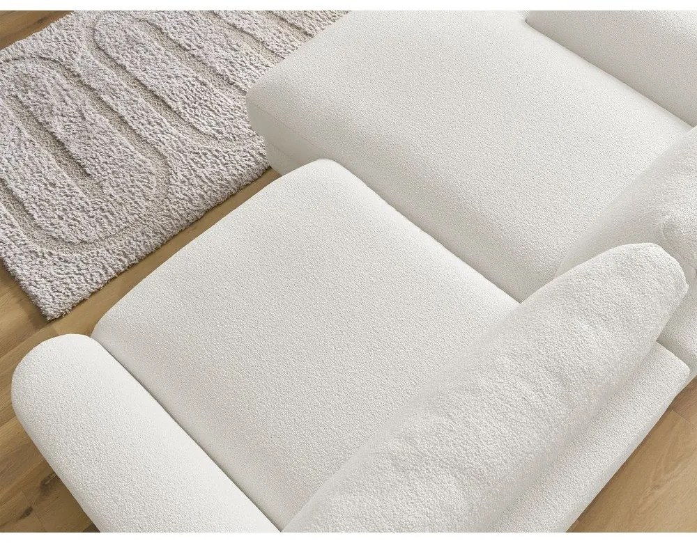 Fehér buklé sarokkanapé (bal oldali-heverő résszel) Leonore – Bobochic Paris