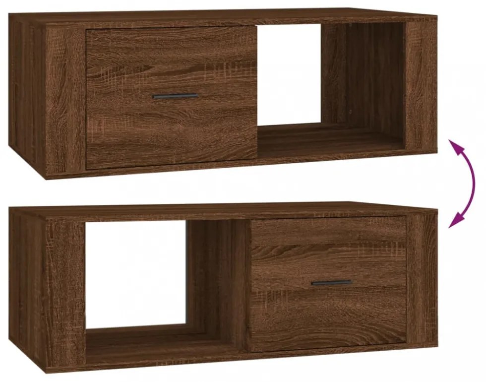 barna tölgy fatermék dohányzóasztal 100x50,5x35 cm