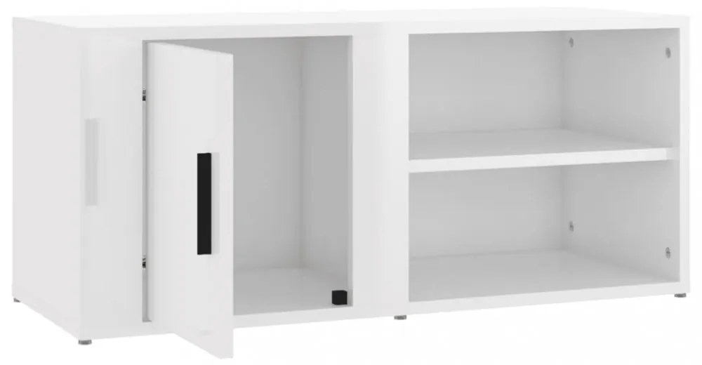 fehér magasfényű szerelt fa TV-szekrény 80x31,5x36 cm