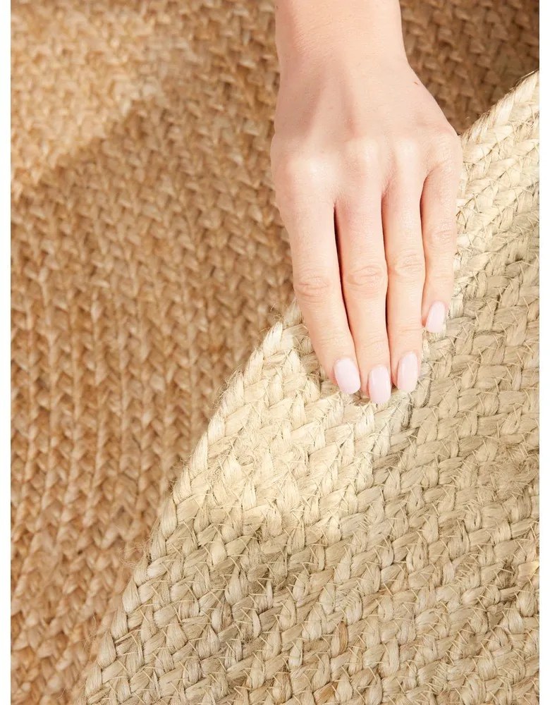 Natúr színű kétoldalas kézi szövésű kerek juta szőnyeg ø 100 cm Jutta Gold – Hanse Home