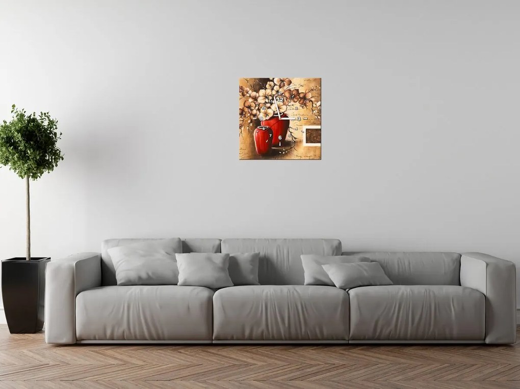 Gario Órás falikép Orchidea piros vázában Méret: 40 x 40 cm