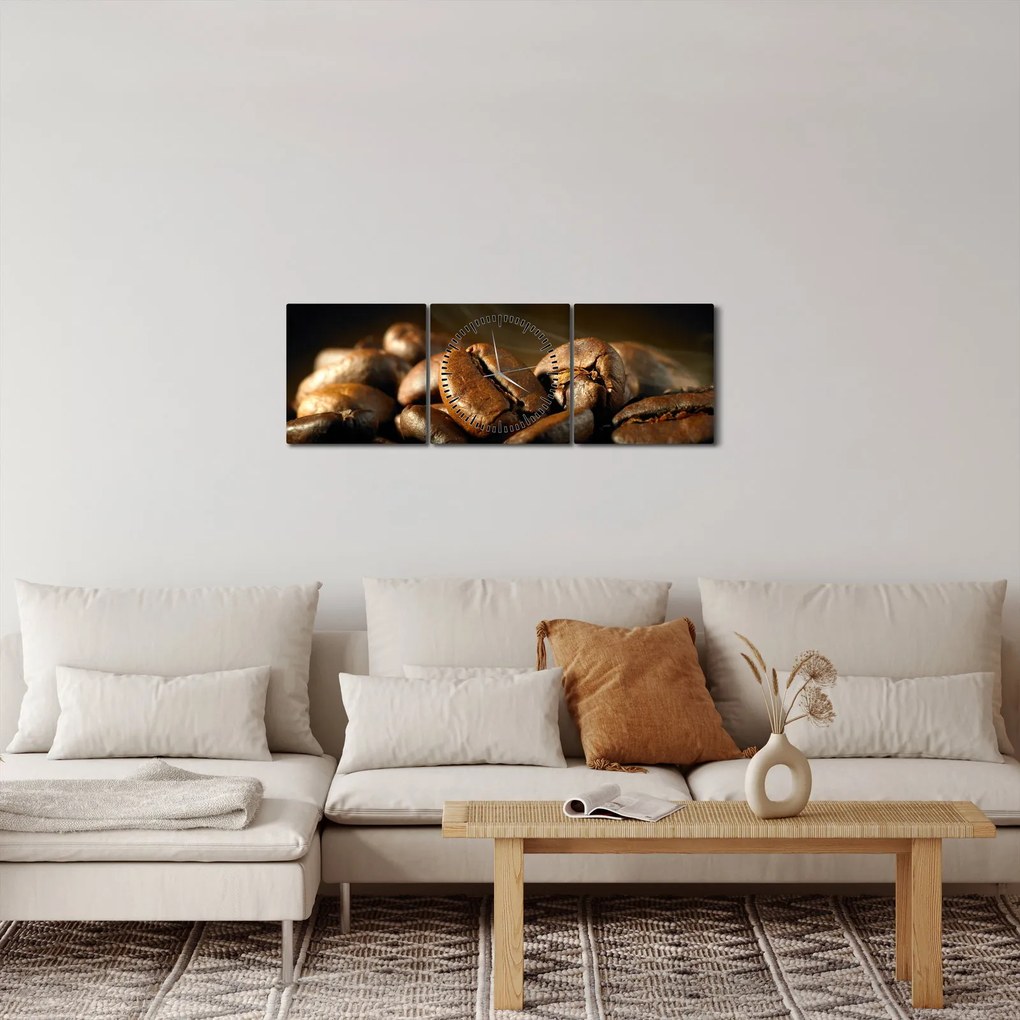 Kép - Kávébabok (órával) (90x30 cm)
