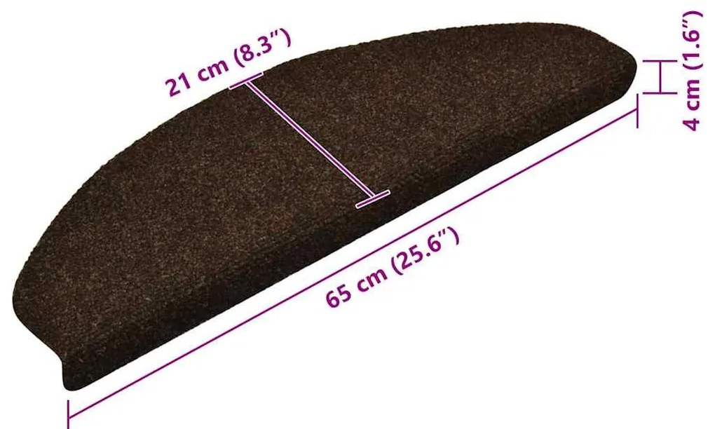 10 db barna tűlyukasztott öntapadó lépcsőszőnyeg 65 x 21 x 4 cm