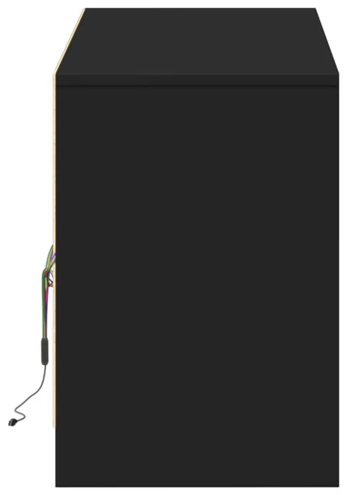 fekete szerelt fa TV-szekrény LED-ekkel 140 x 34 x 50 cm