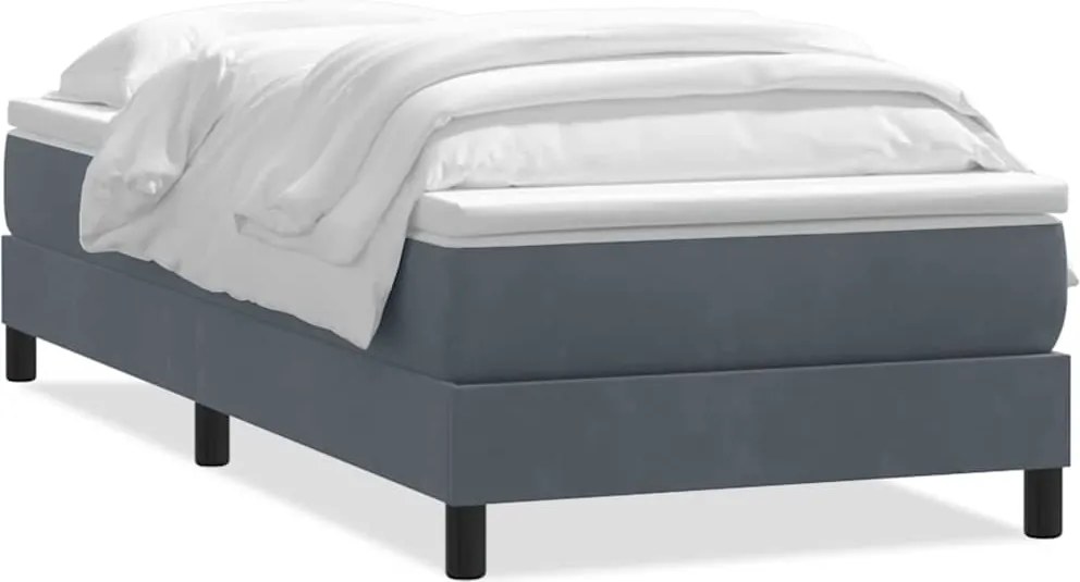 vidaXL sötétszürke bársony rugós ágy matraccal 90x210 cm