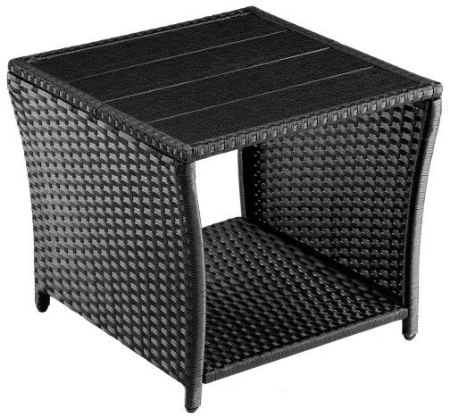 Casaria® Vedis rattan asztal 45x45x40cm - fekete