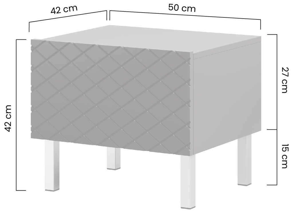 Scalia II 50 1SZ éjjeliszekrény szett 2 db - fekete matt / fekete lábak