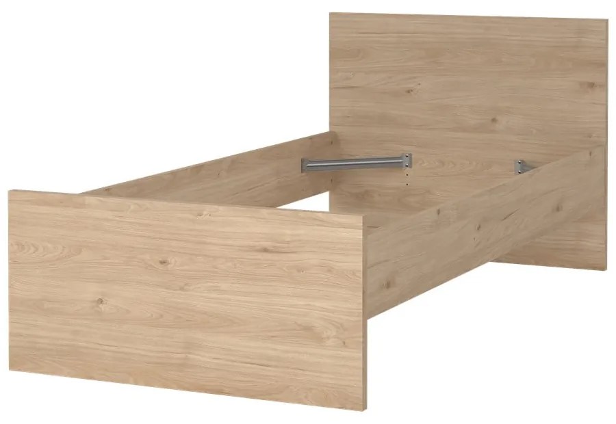 Natúr színű egyszemélyes ágy tölgyfa dekorral 90x190 cm Naia – Tvilum