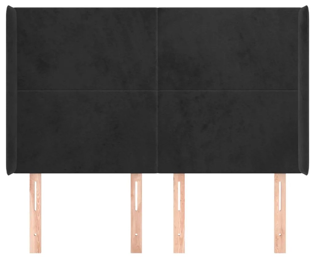 fekete bársony fejtámla szárnyakkal 147x16x118/128 cm