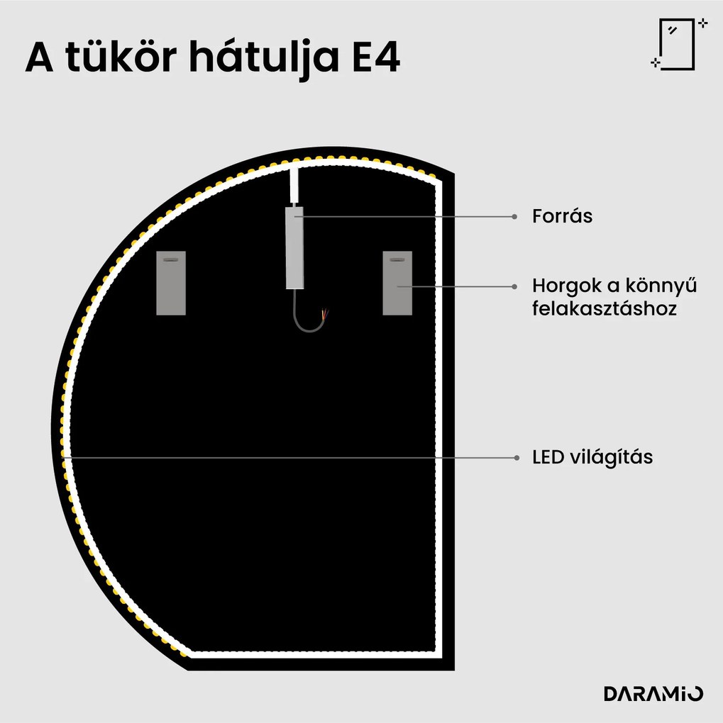 Kerek tükör LED világítással E4
