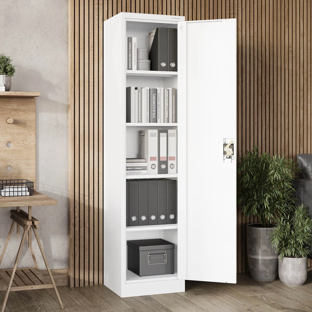 Fém iratszekrény ALEX, 450 x 1850 x 400 mm, fehér