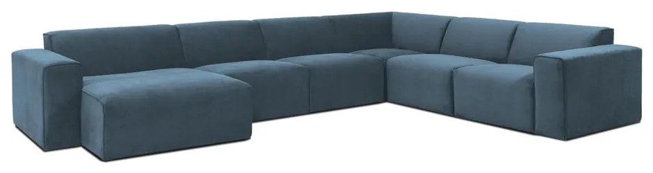 Kék kordbársony sarokkanapé (bal oldali) Sting – Scandic