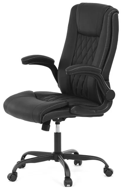 Fekete ökobőr irodai szék hintamechanikával. KA-Y344 BK