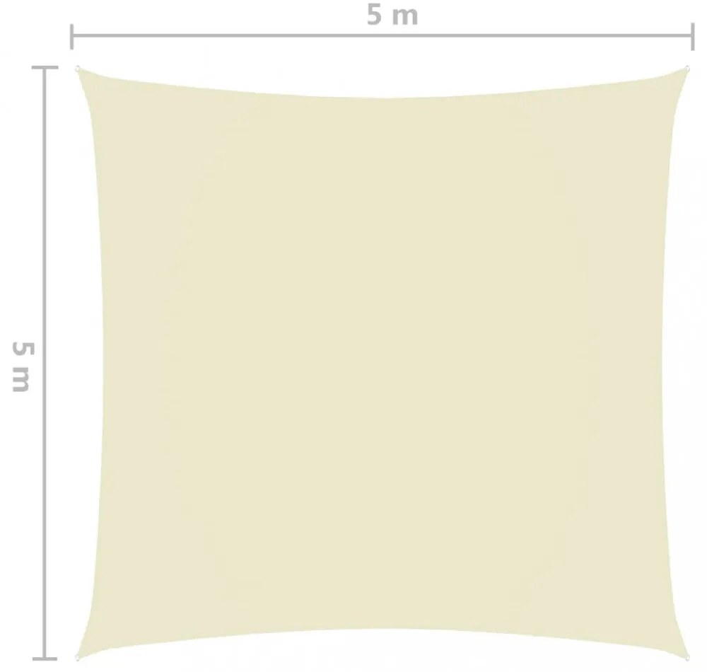 krémszínű négyzet alakú oxford-szövet napvitorla 5 x 5 m