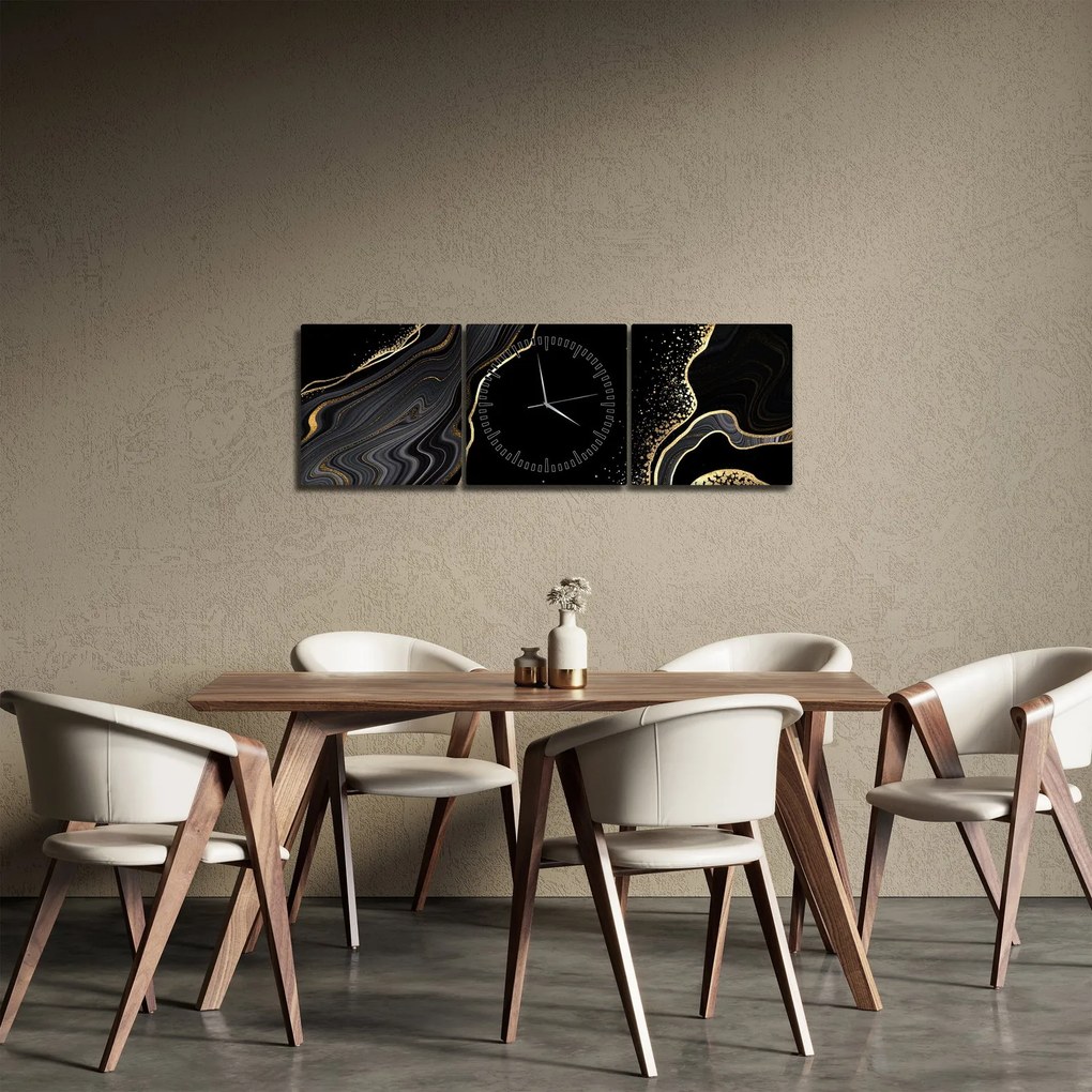 Kép - Fekete és arany márvány (órával) (90x30 cm)