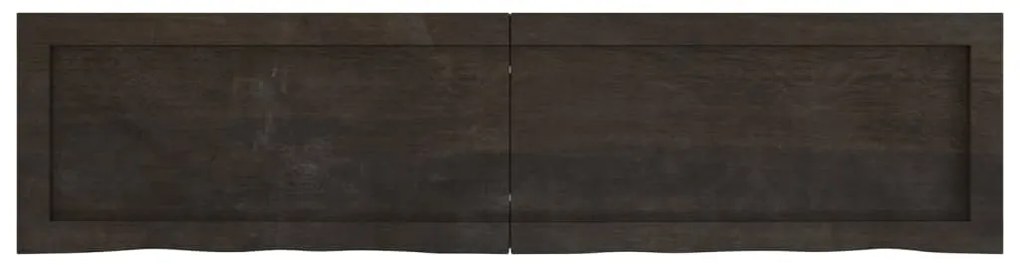 sötétbarna kezelt tömör tölgyfa fali polc 120 x 30 x (2-6) cm