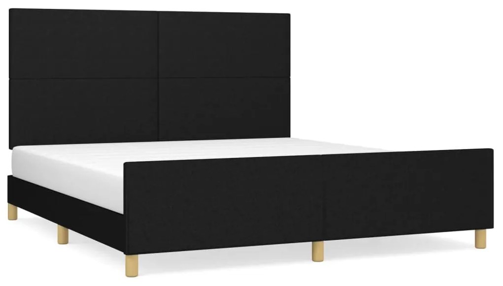 fekete szövet ágykeret matrac nélkül 160 x 200 cm