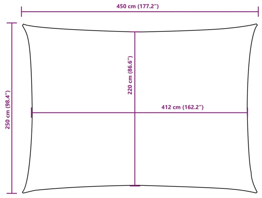 sötétzöld téglalap alakú oxford-szövet napvitorla 2,5 x 4,5 m