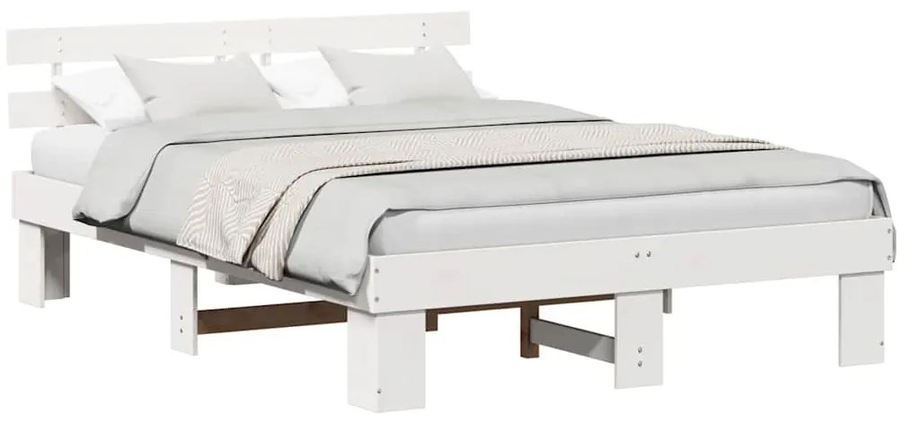 Ágykeret fejtámlával Fehér 150 x 200 cm