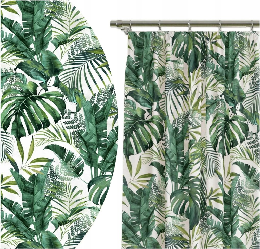 Függöny Kész 140x250 Függöny Levelek Zöld 5771