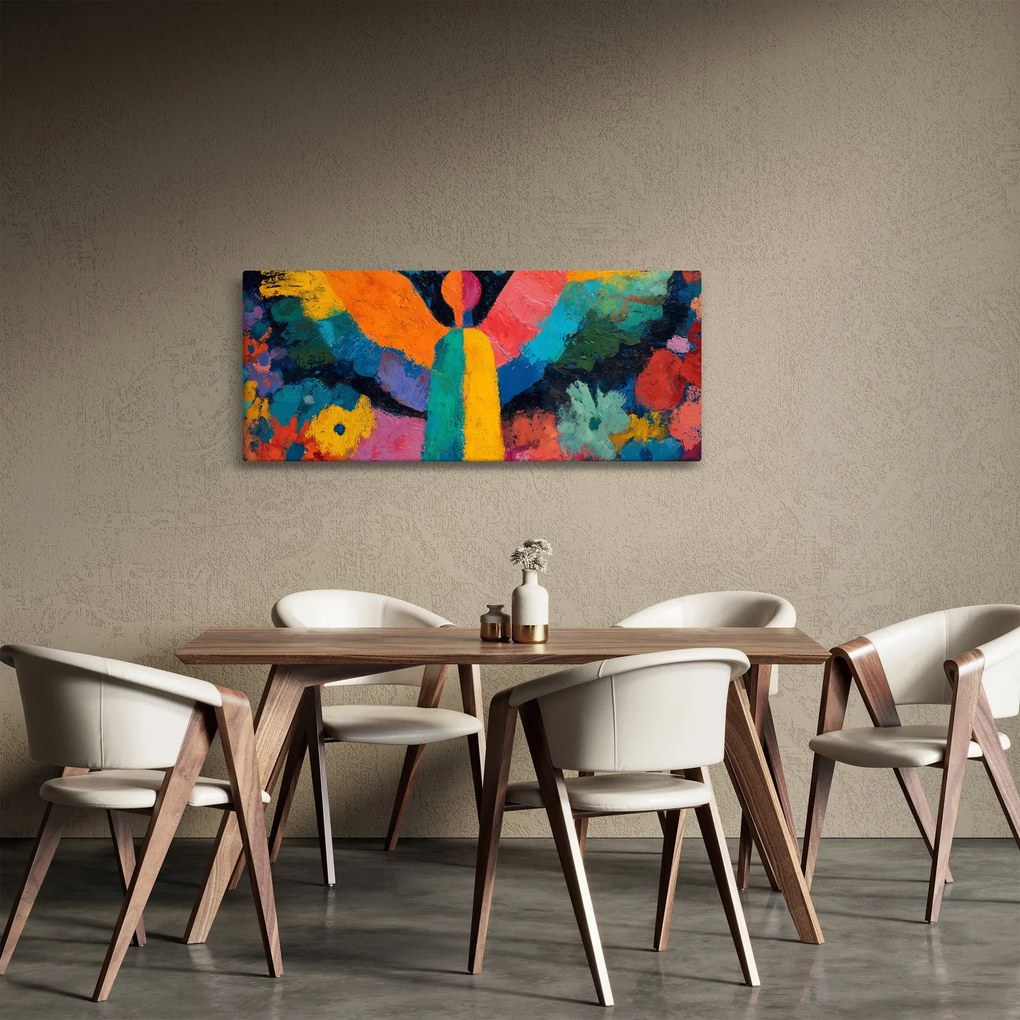 Kép - Absztrakt angyal virágokkal (120x50 cm)