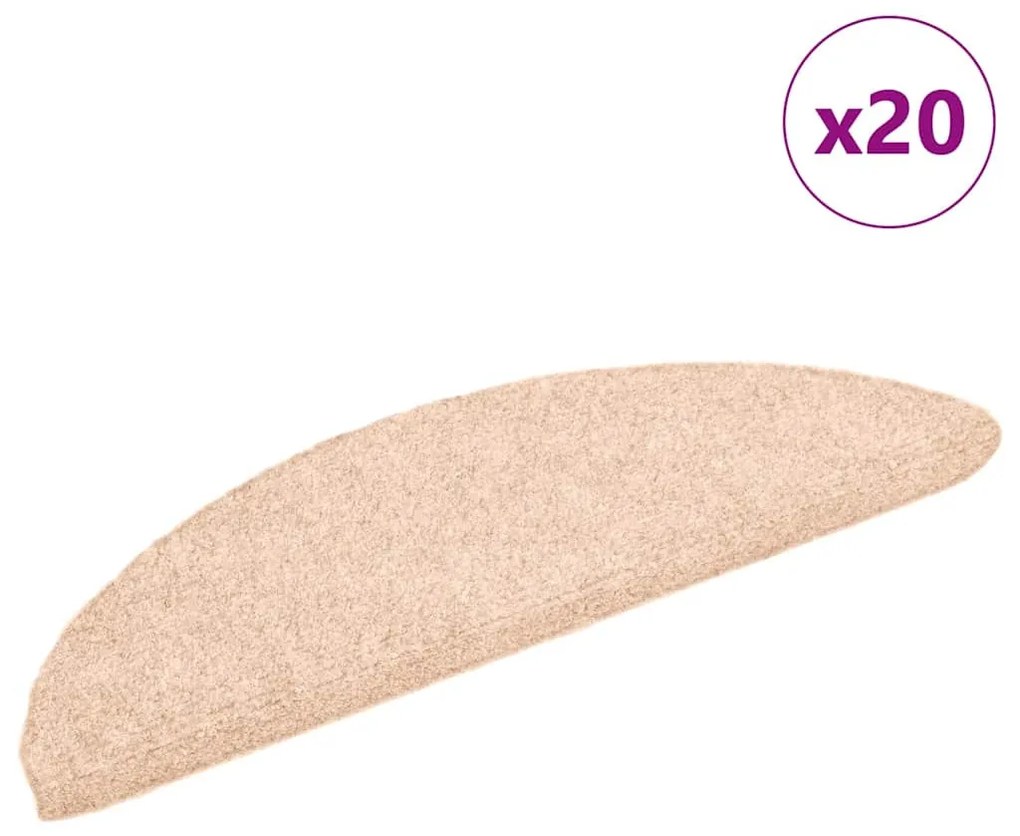 20 db öntapadós lépcsőszőnyeg, világosbarna, félkör alakú, 56 x 17 x 3 cm