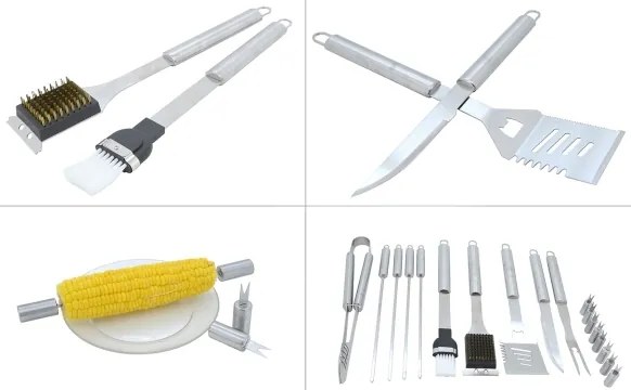 Grillező eszközök rozsdamentes acél tokkal 18 db