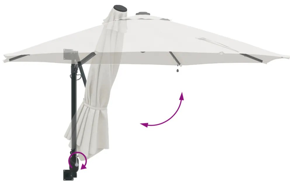 Falra Szerelhető Kert Napernyő LED-ekkel Bézs 248 cm