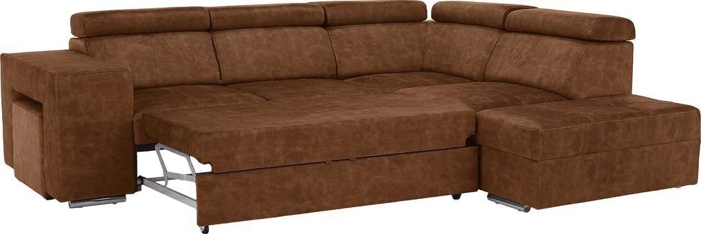 Ülőgarnitúra, barna, jobbos, MALAGA