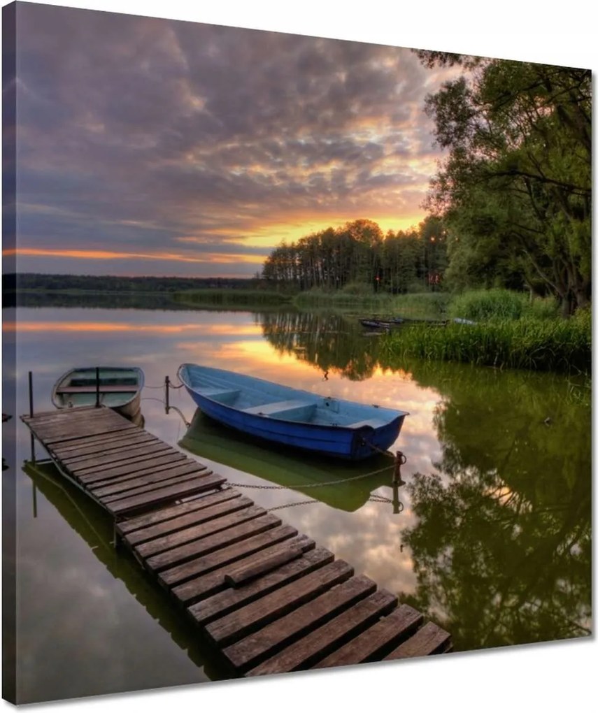 Vászonkép 40x40 Naplemente tó