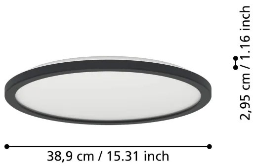 Eglo 901454-LED Dimmelhető fürdőszobai lámpa ROVITO-R 18,5W/230V átm. 38,9cm IP44 fekete + távirányító
