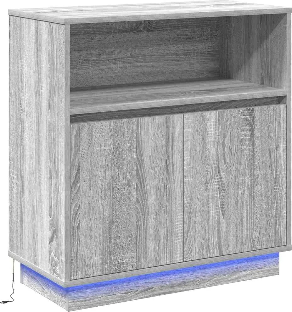 vidaXL LED tálaló Szürke Sonoma 71 x 34,5 x 75 cm Faanyag
