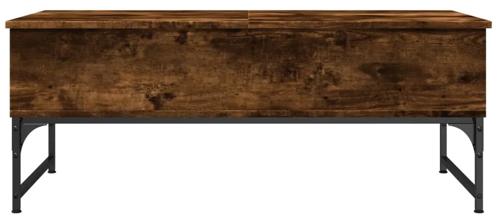 Füstös tölgy szerelt fa és fém dohányzóasztal 100 x 50 x 40 cm