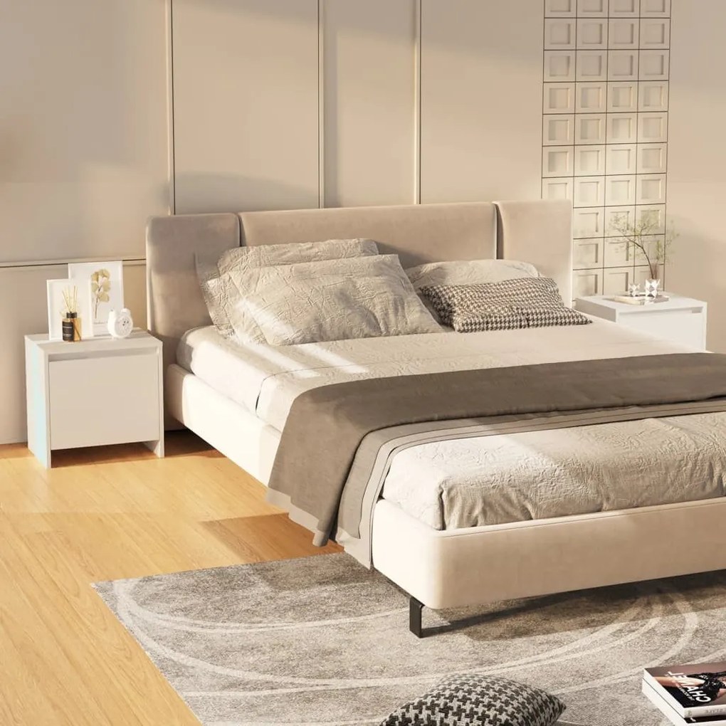 vidaXL 2 db fehér szerelt fa éjjeliszekrény 45x34x44,5 cm