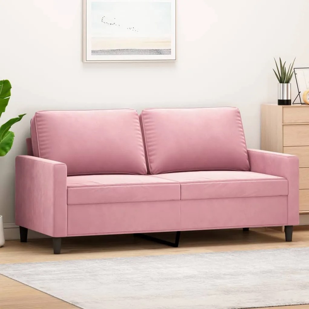 kétszemélyes rózsaszín bársony kanapé 140 cm
