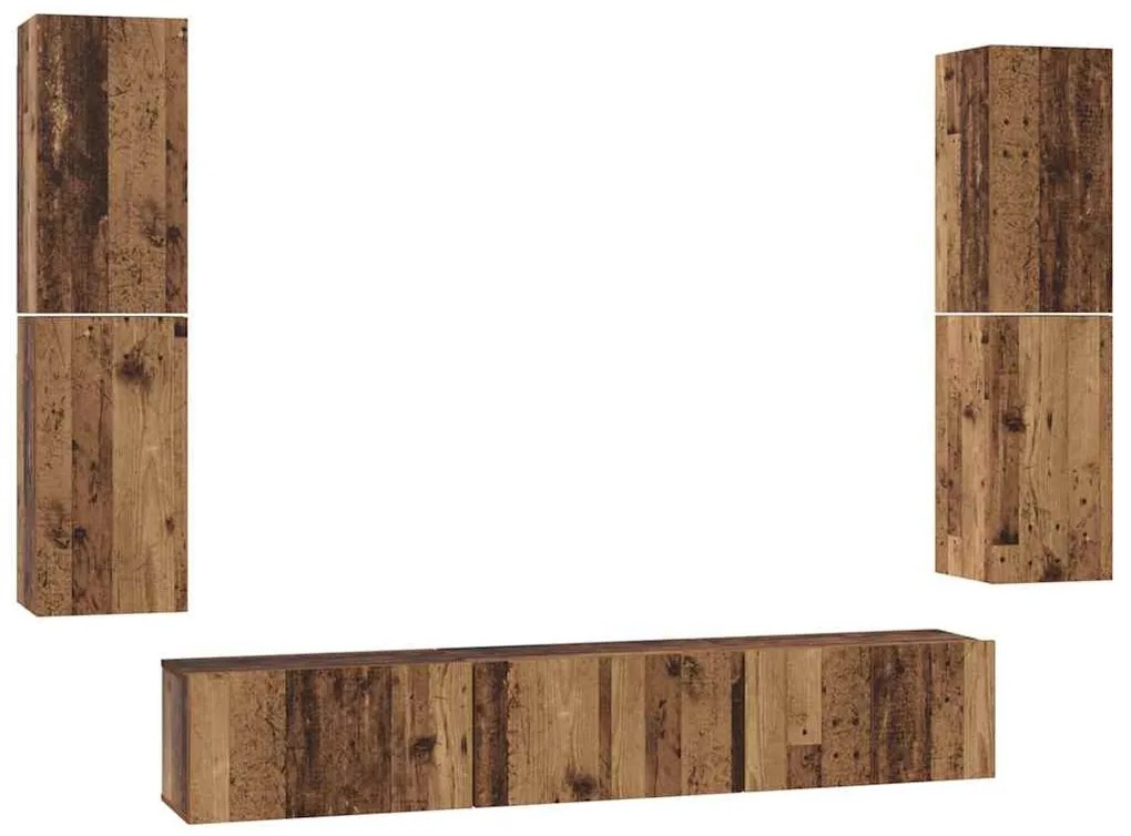 TV szekrény garnitúra 7 pcs Régi fa 60 x 30 x 30 cm Faanyag