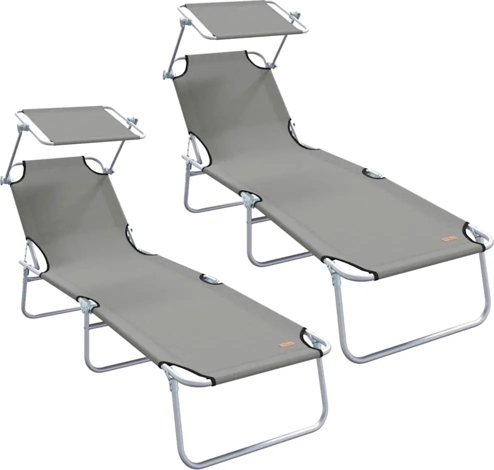 vidaXL Napozó 2 pcs Szürke 58 x 188 x 77cm Poliészter