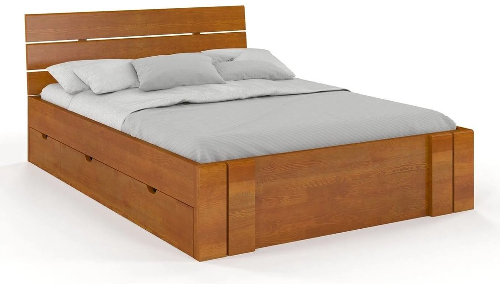 Franciaágy 160 cm Tosen High Drawers (Fenyő). 800208