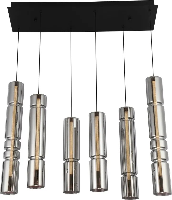 AVIANO LIGHTING 6223-0610 CILINDRO Többágú Függesztett Lámpa Fekete, Füstös LED IP20