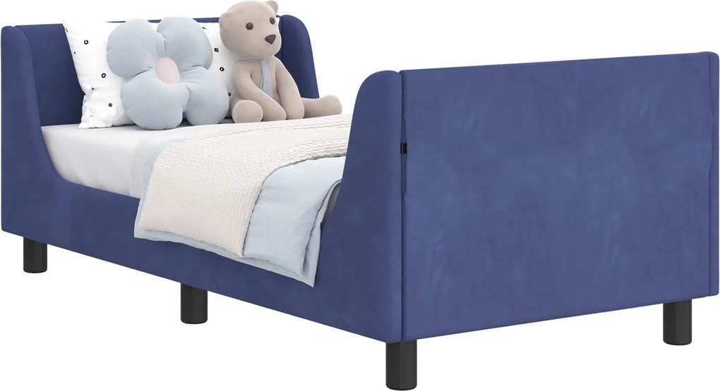 vidaXL Gyerekágy kerettel Rendőrségi kék 80 x 160 cm Bársony