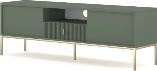Komód 2 ajtóval és 1 fiókkal smoke green színben arany fogantyúkkal – MAGGIORE MA01