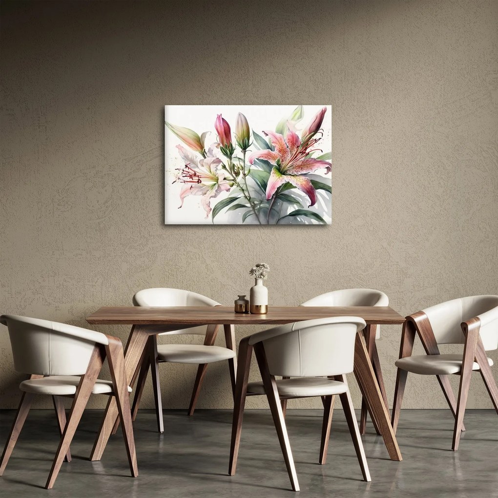 Kép - Liliomok, illusztrációk (70x50 cm)