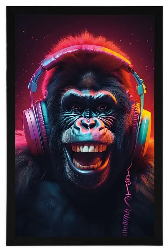 Plakát gorilla fülhallgatóval