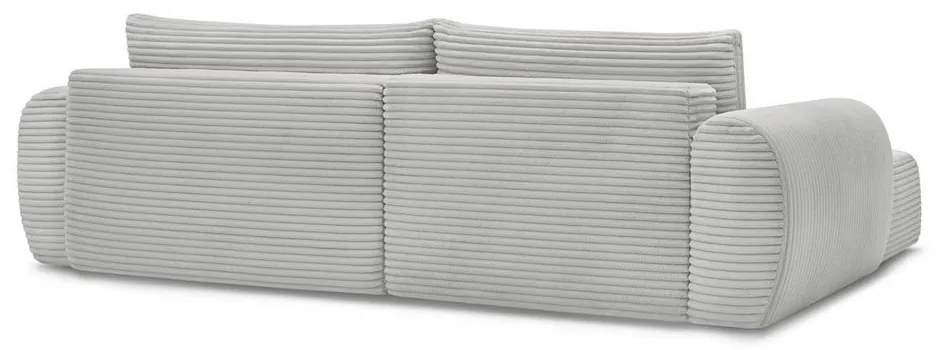 Világosszürke kordbársony kinyitható sarokkanapé (bal oldali) Lucien – Bobochic Paris