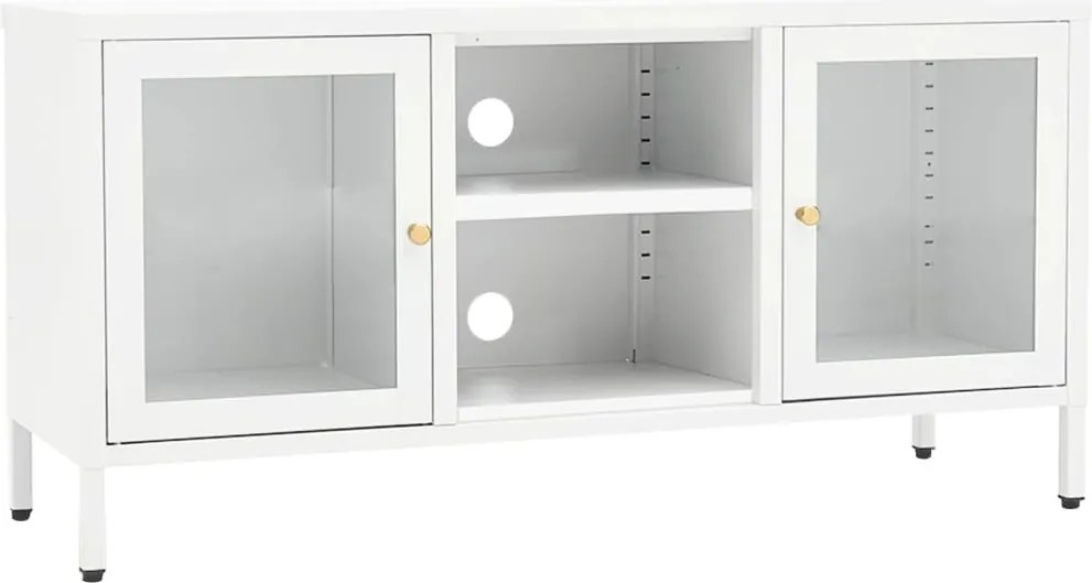 vidaXL fehér acél és üveg TV-szekrény 105x35x52 cm