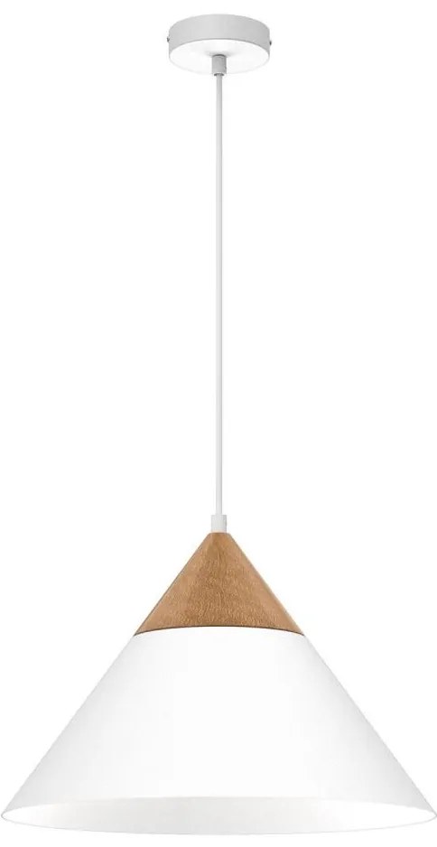 Csillár zsinóron SINGLE 1xE27/15W/230V fehér/bükkfa