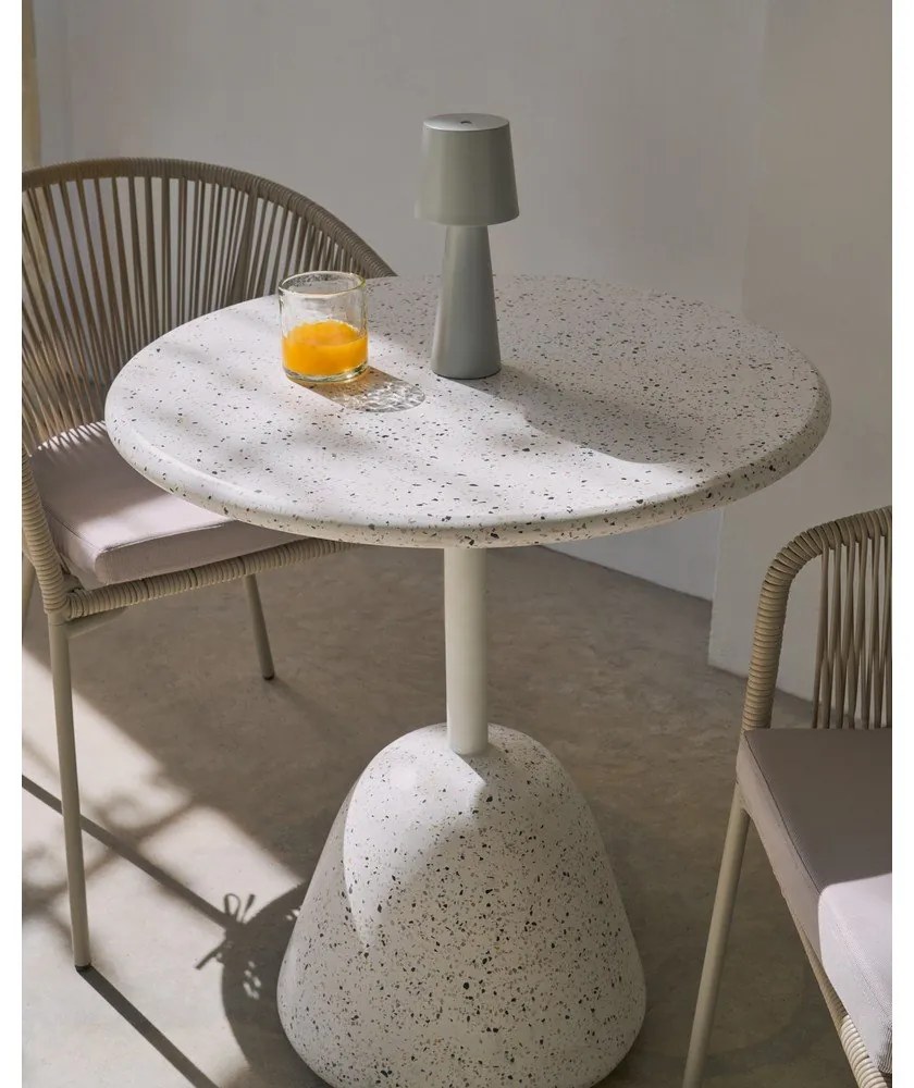 Fehér terrazzo cement kerek étkezőasztal ø 70 cm Saura – Kave Home