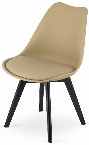 Étkező garnitúra 1 + 4, fekete ADRIA asztal 120x80 cm + bézs BALI MARK szék fekete lábakkal