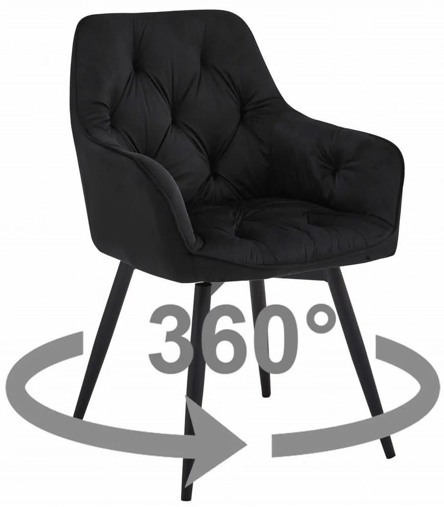 JORK360 VELVET fekete forgó étkezőszék
